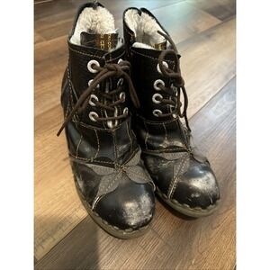TMA Eyes Women's Leather Patchwork Ankle Boots Chunky Grunge Steampunk Size 7